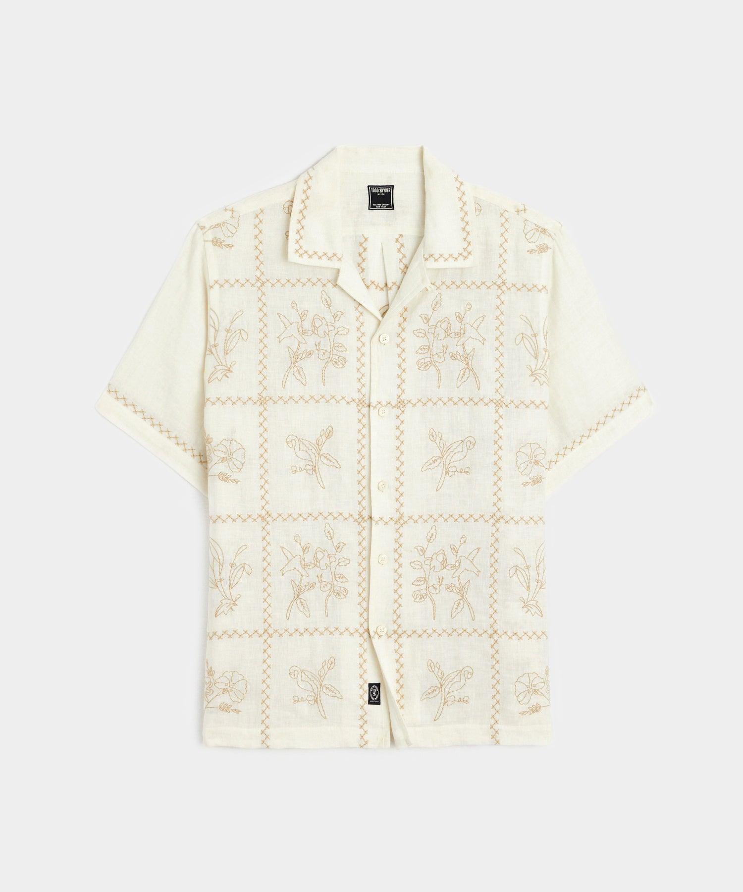 Tropical Embroidered Shirt in Cream Product Image