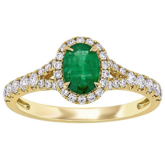 Stella Grace 14k Gold Emerald & 3/8 Carat T.W. Diamond Oval Halo Ring, Womens Product Image