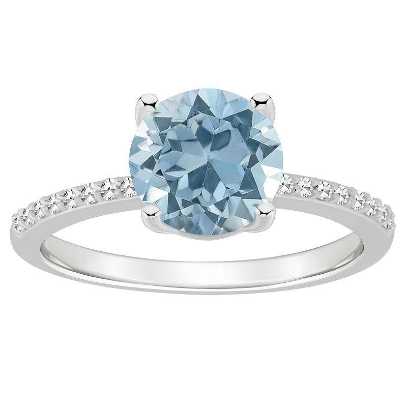 Alyson Layne Sterling Silver 8 mm Round Gemstone & 1/10 Carat T.W. Diamond Ring, Womens, Blue Product Image