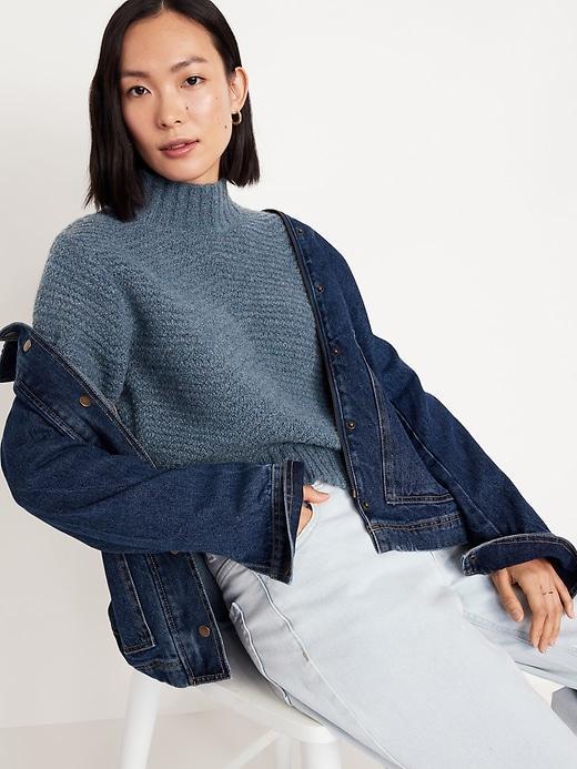 Mock-Neck Crop Sweater Product Image