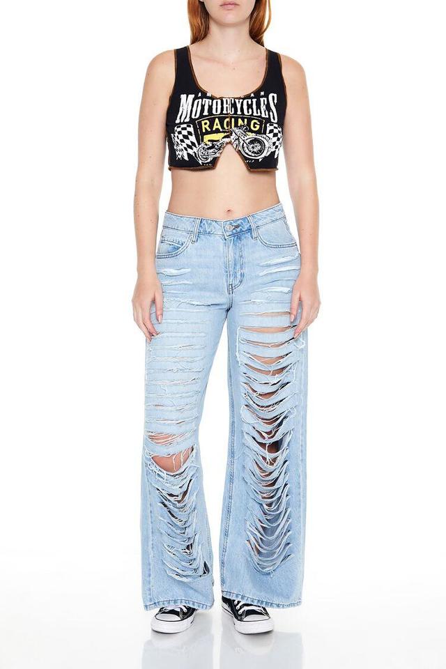 Destroyed Wide-Leg Jeans | Forever 21 Product Image