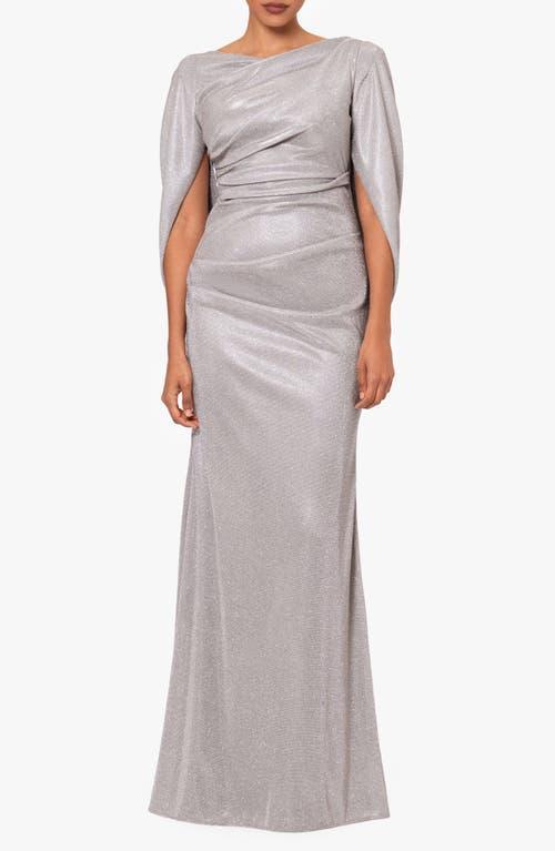 Betsy & Adam Metallic Cape-Sleeve Gown Product Image