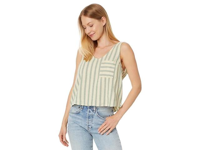 Toad&Co Taj Hemp Button Back Tank II (Barley Stripe) Women's Clothing Product Image