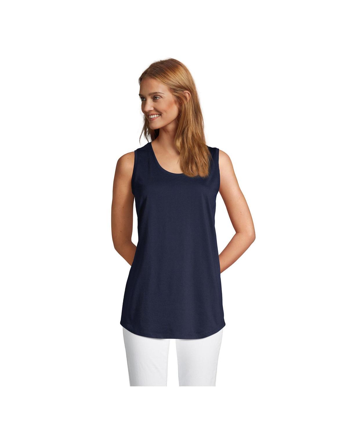 Womens Lands End Supima Cotton Scoopneck Tunic Tank White Product Image