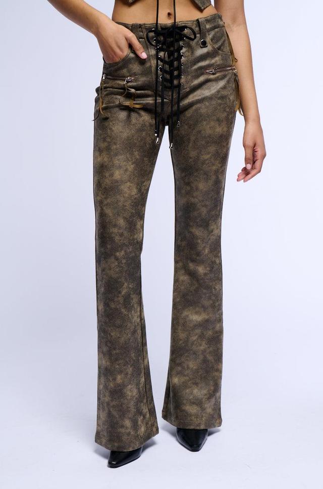 GEORGIA LACE UP FLARED FAUX LEATHER LOOK PANT Product Image