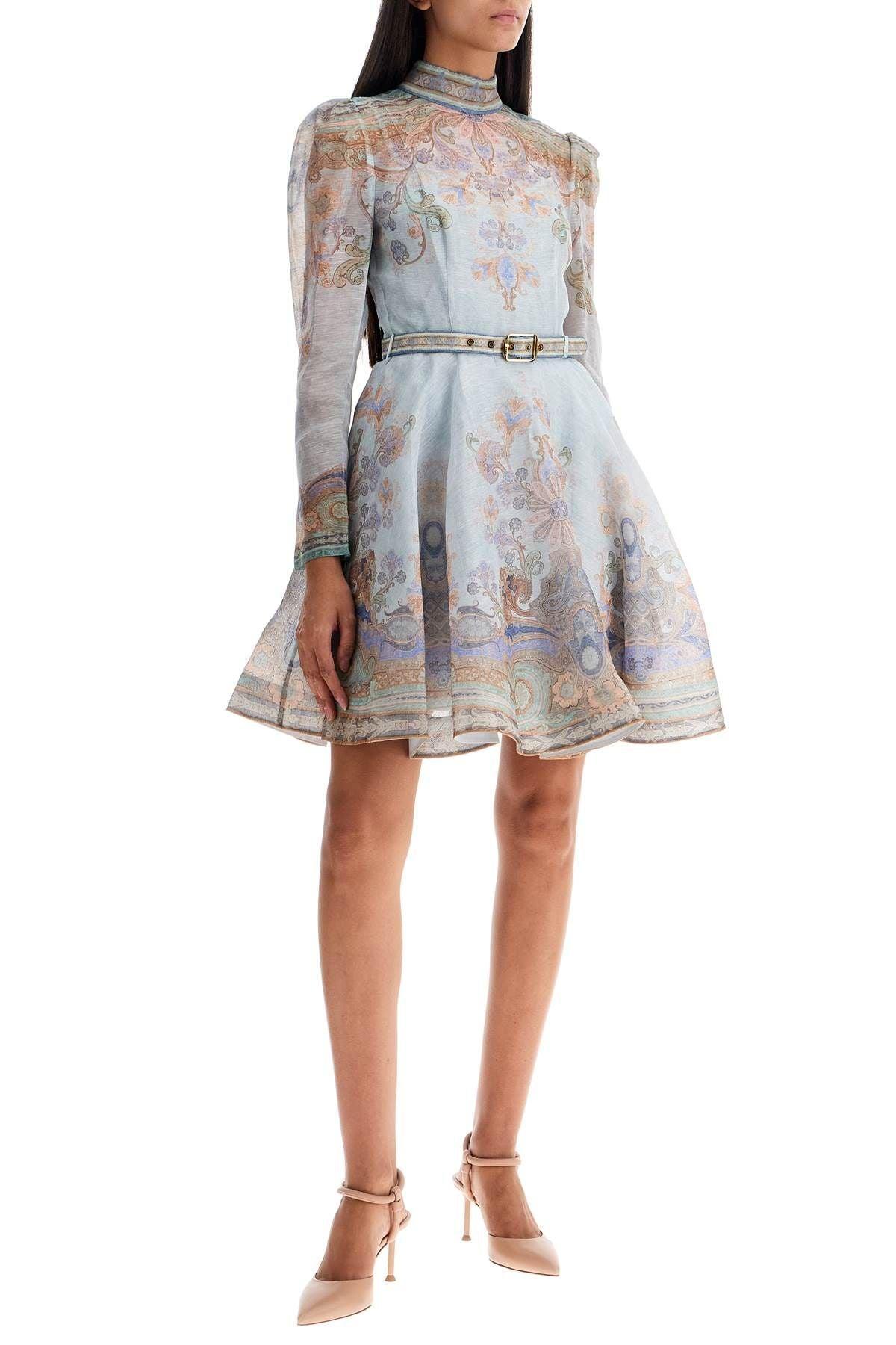 ZIMMERMANN Eden Belted Flower-and-paisley-print Linen And In Blue Product Image