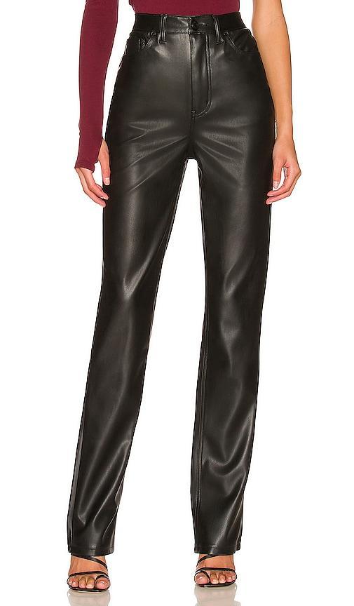 AFRM Heston Vegan Leather High-Rise Straight Leg (Noir) Women's Casual Pants Product Image