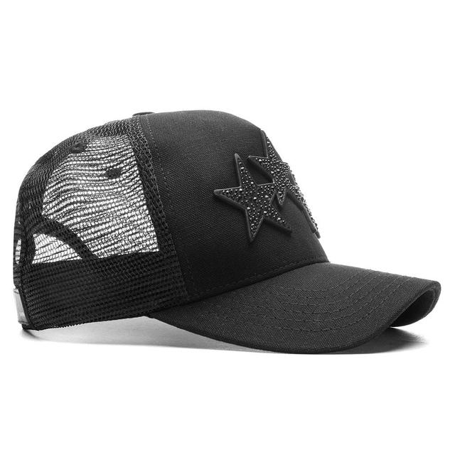 Crystal 3 Star Trucker Hat - Black/Black Male Product Image