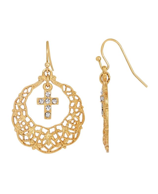 Symbols of Faith Cross Drop Earrings, Womens, Gold Tone Product Image