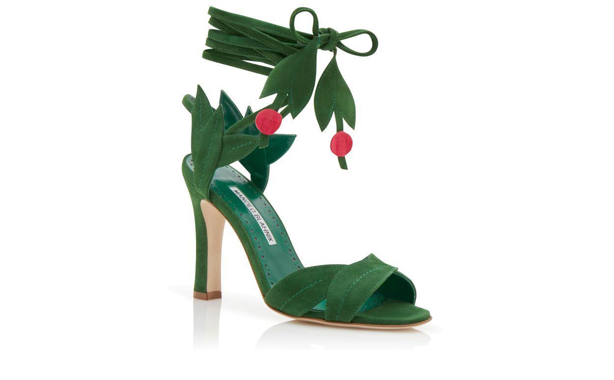 OSSIE 23 Green Suede Lace-Up Sandals Product Image