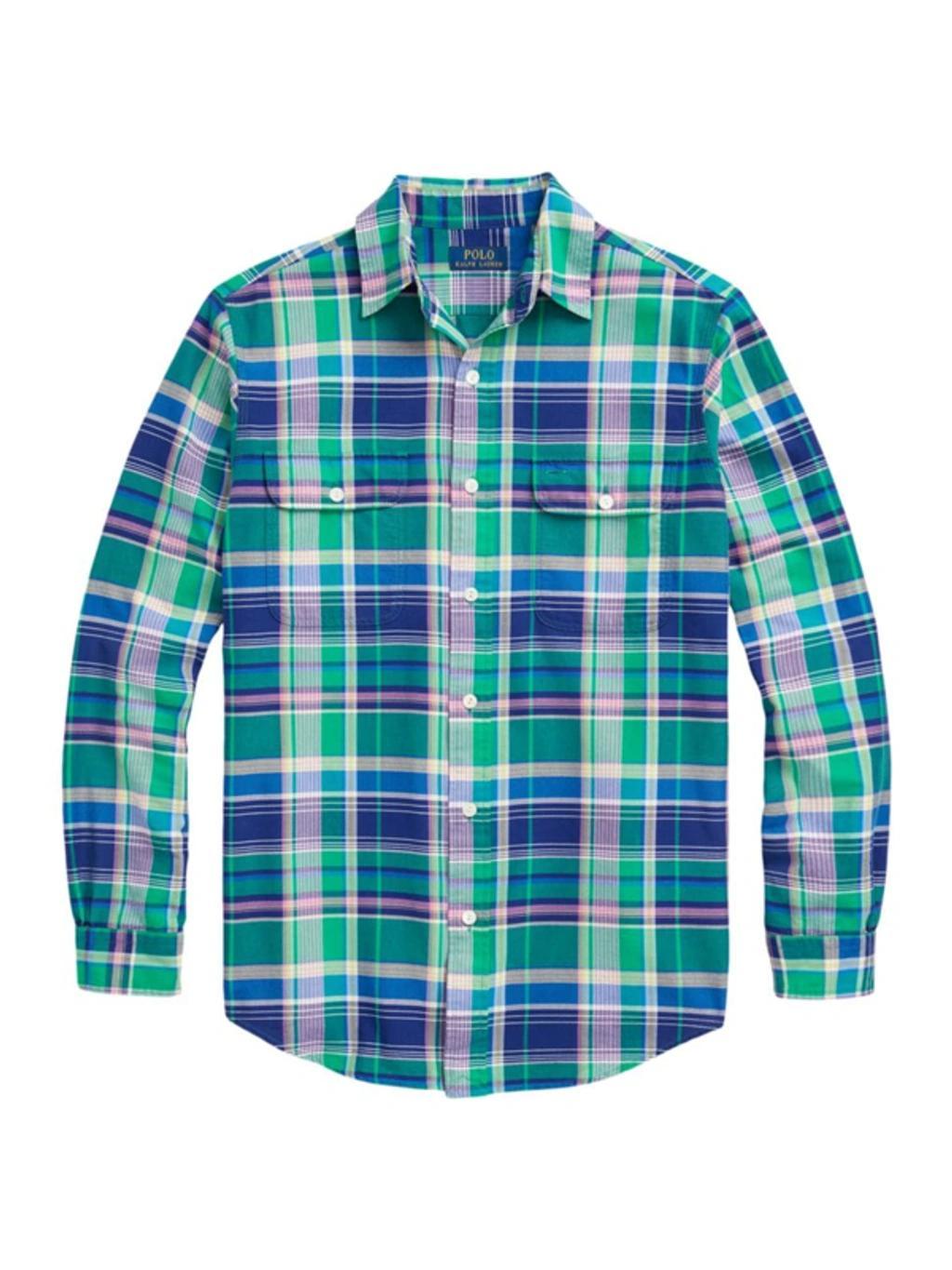 Plaid Oxford Workshirt In Green/navy Multi Product Image