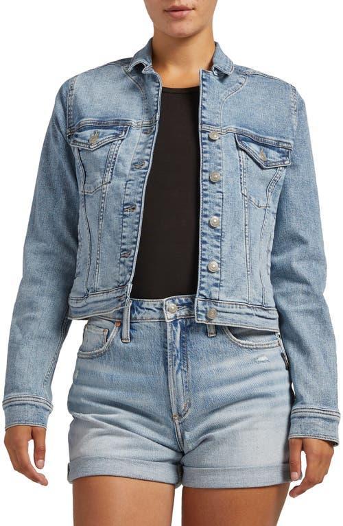 Silver Jeans Co. Fitted Denim Jacket LJ0003EKC261 (Indigo) Women's Clothing Product Image