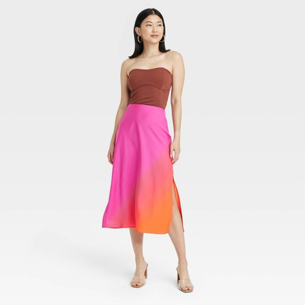 Womens A-Line Midi Slip Skirt - A New Day /Orange XS Product Image