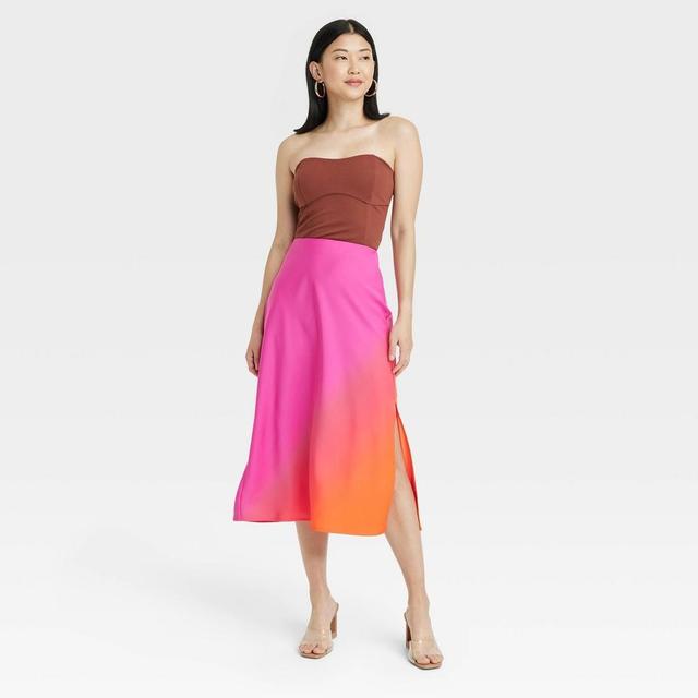 Womens A-Line Midi Slip Skirt - A New Day /Orange XS Product Image