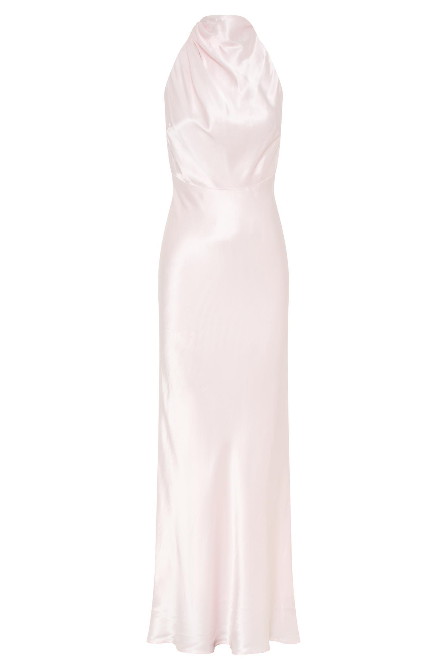 Esther Iridescent Satin Cowl Maxi Dress - Pale Pink Product Image