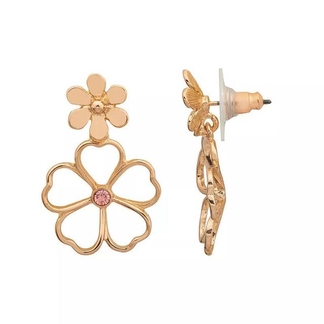 LC Lauren Conrad Gold Tone Wire Floral Drop Earrings, Womens Product Image