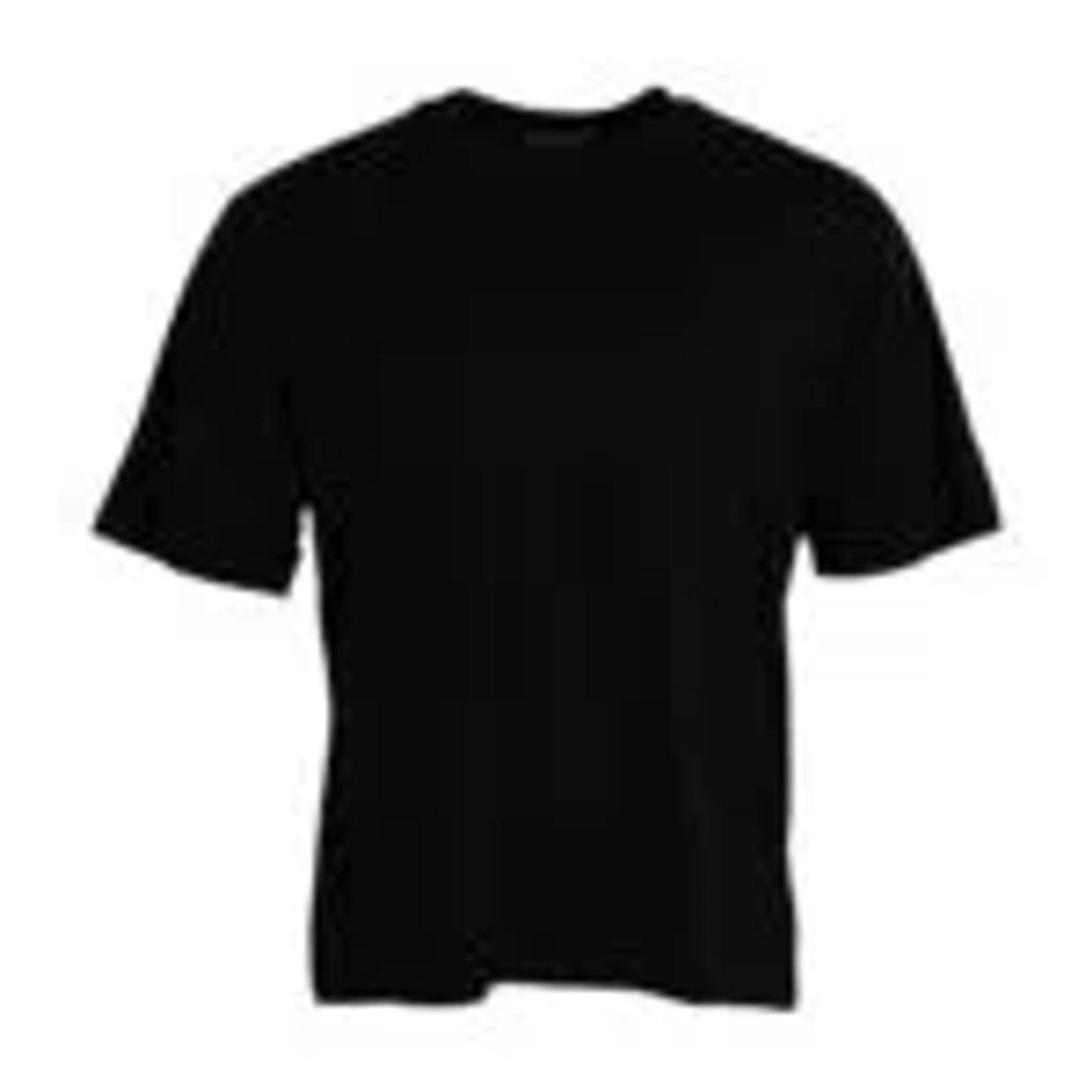 Black Cotton Round Neck Short Sleeves T-shirt Product Image