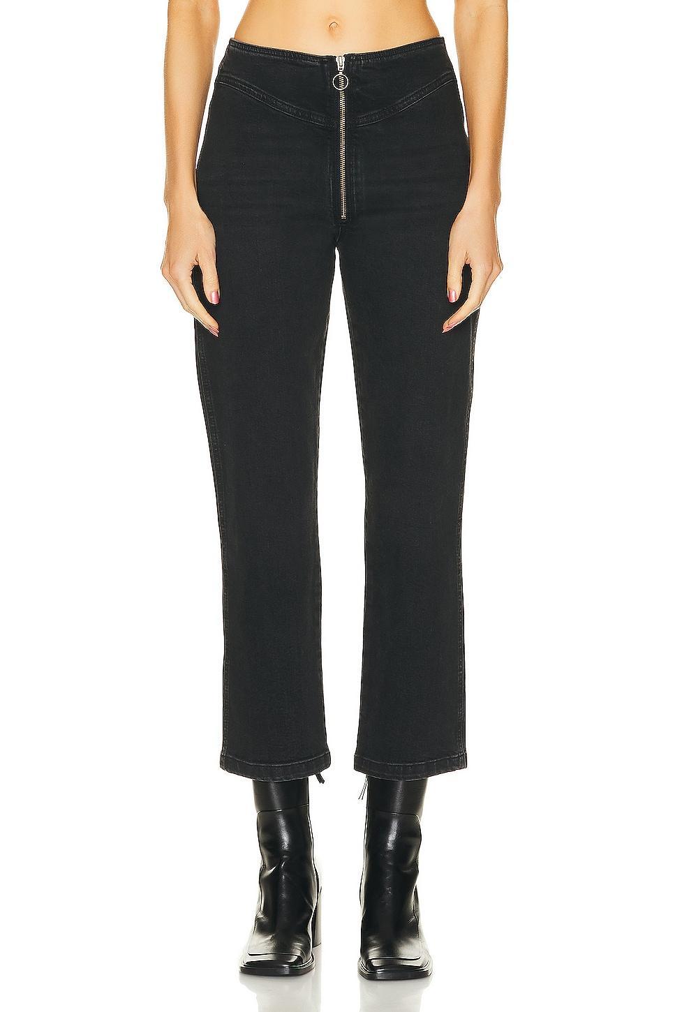 FRAME The Zip Up Jean in Lunar - Black. Size 23 (also in 24, 25, 26, 27, 28, 29, 30). Product Image