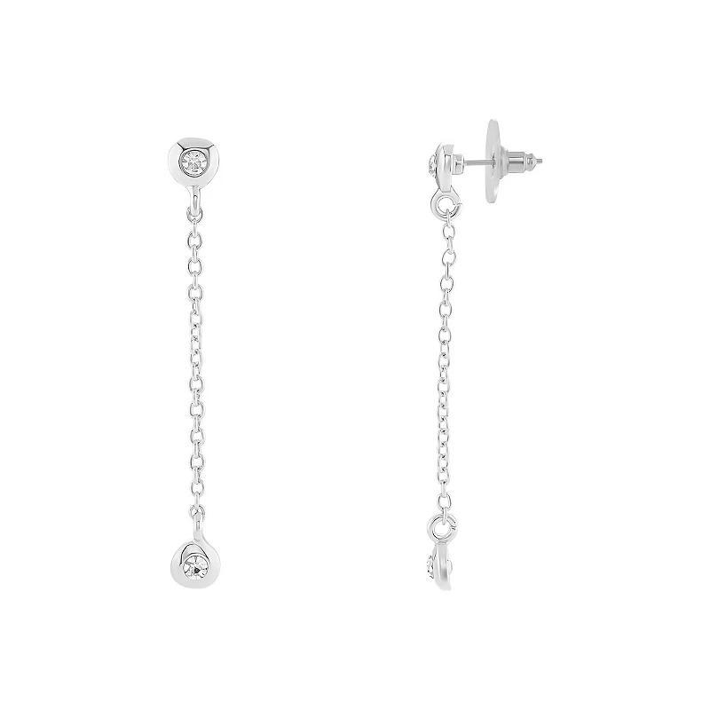 Emberly Glass Stone Linear Chain Drop Earrings, Womens, Gray Product Image