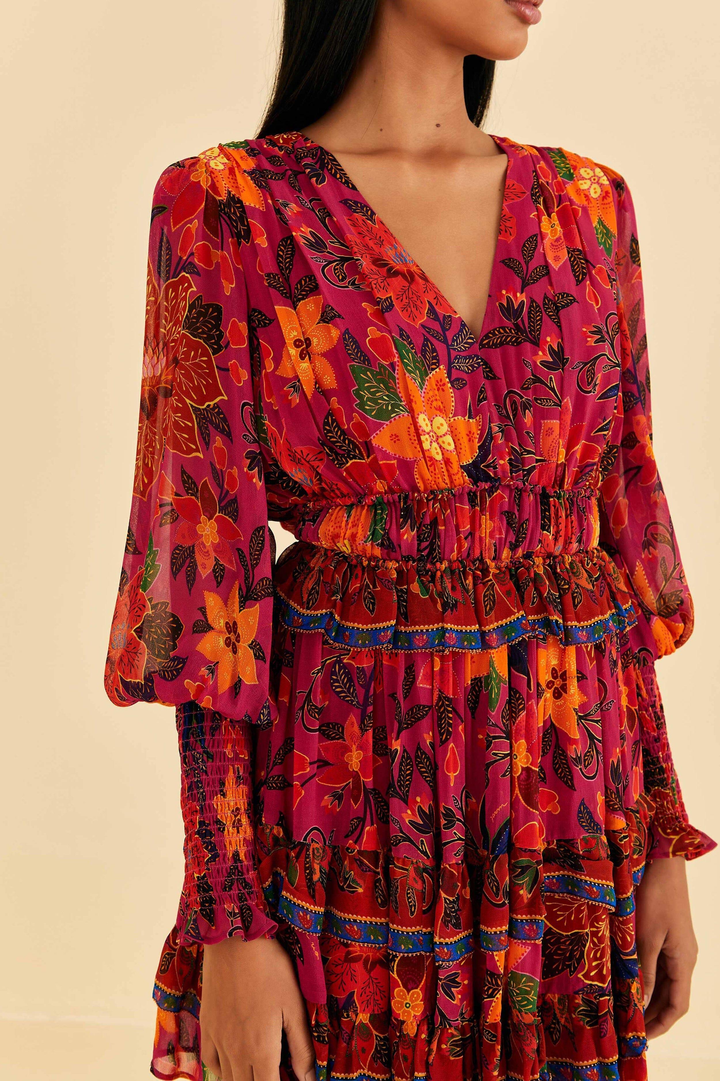 Pink Tropical Tapestry Mini Dress Product Image