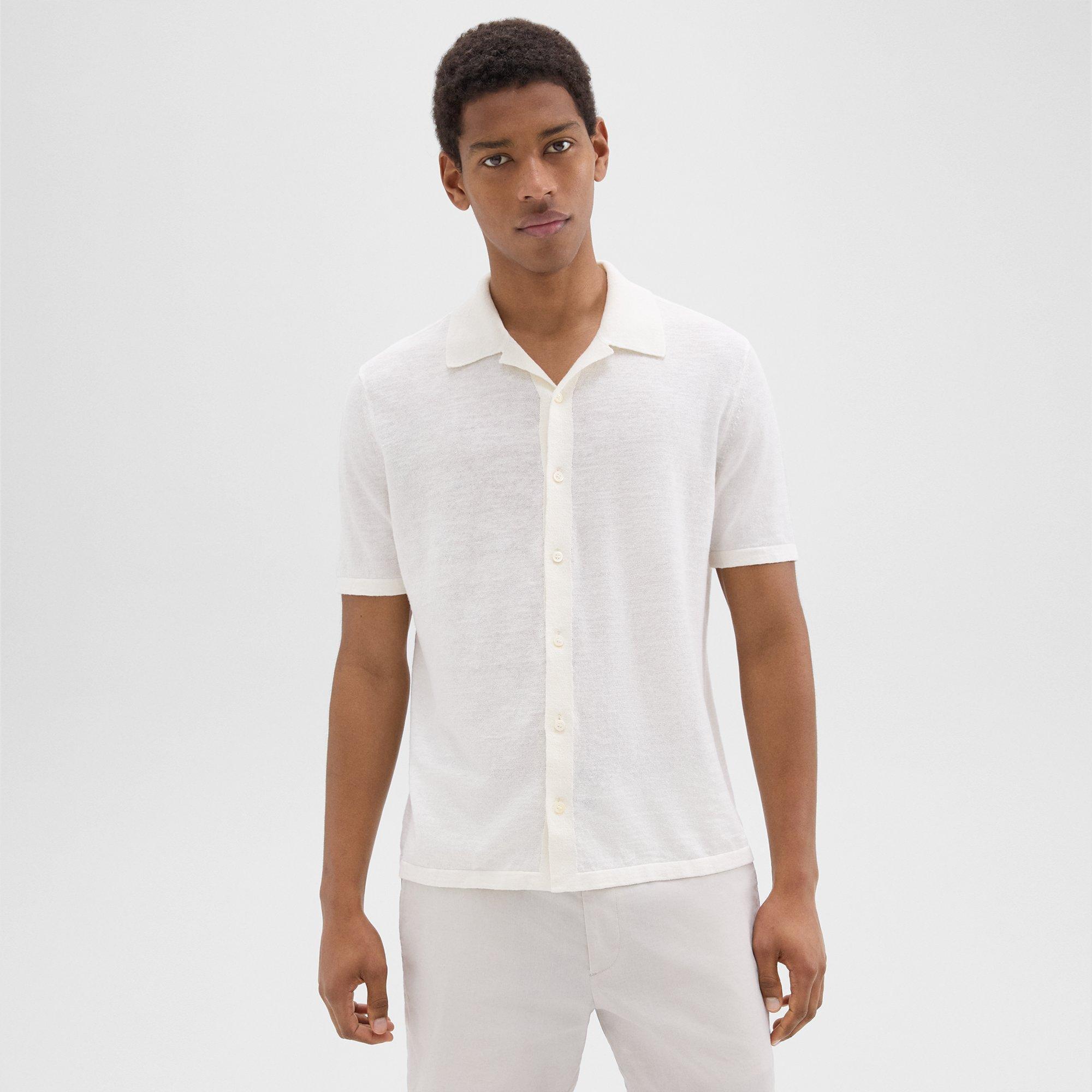 Cotton-Linen Camp Collar Shirt | Theory Product Image