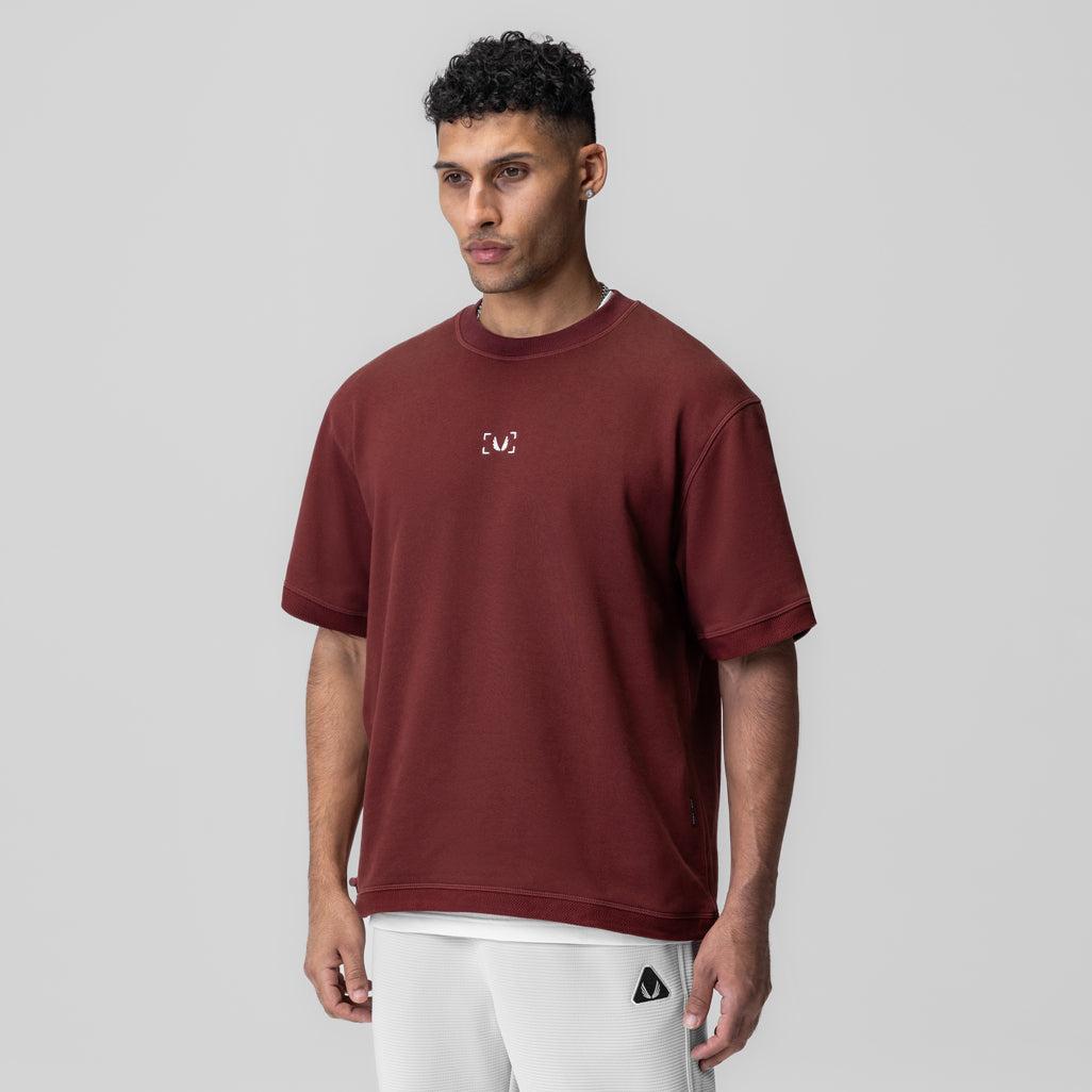 1026. Herringbone Terry Oversized Cinch Tee - Crimson Product Image