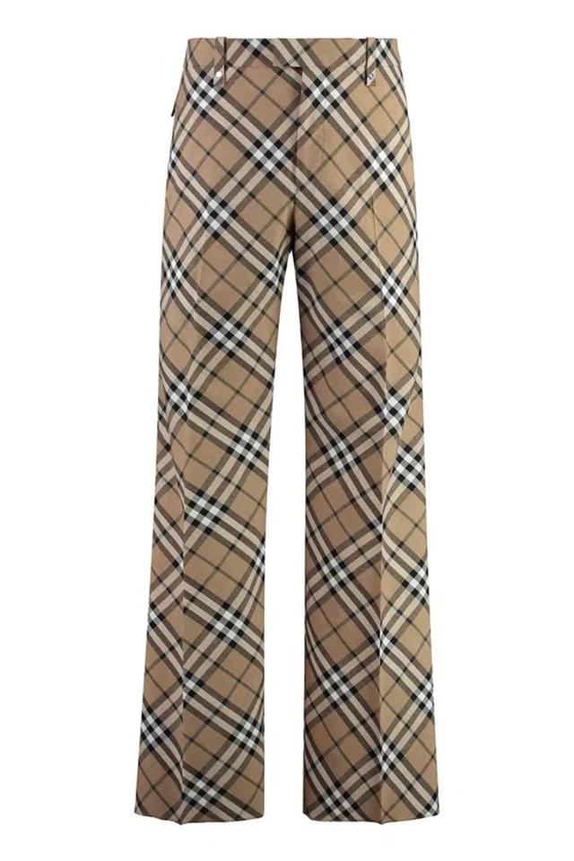 BURBERRY Wool Blend Trousers In Beige Product Image