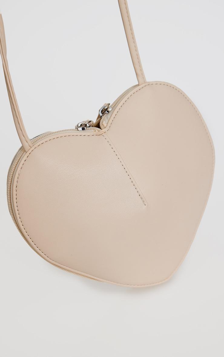 Cream Pu Heart Crossbody Bag Product Image