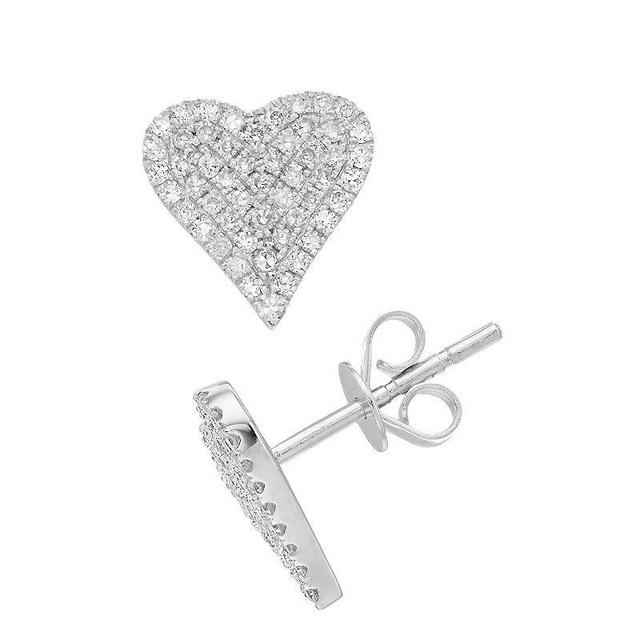 Ava Blue 14k White Gold 1/3 Carat T.W. Diamond Heart Earrings, Womens Product Image