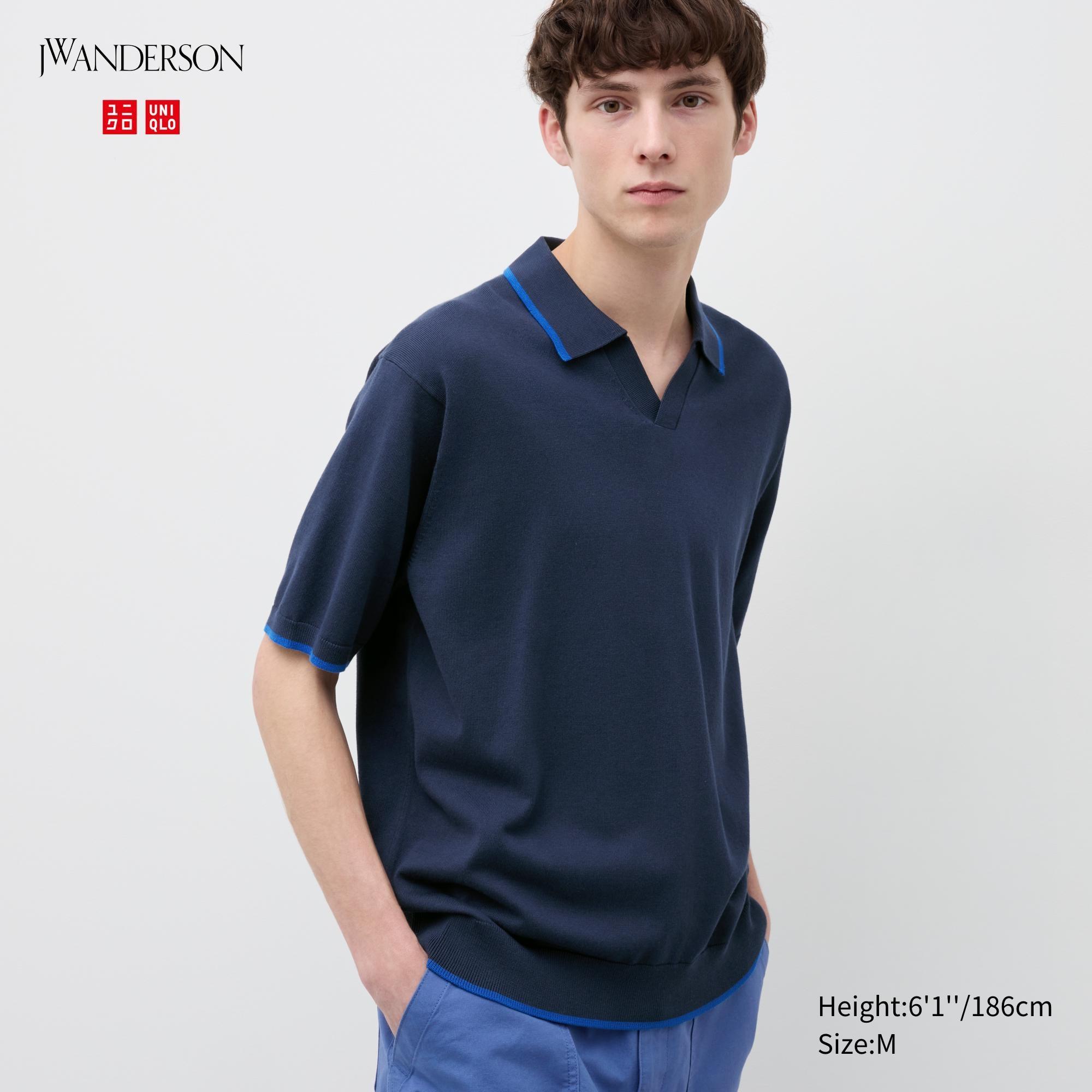 Mens Knitted Polo Shirt Blue XS UNIQLO US Product Image