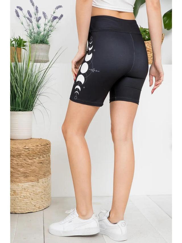 Black Moon Phase Print Biker Shorts Female Product Image