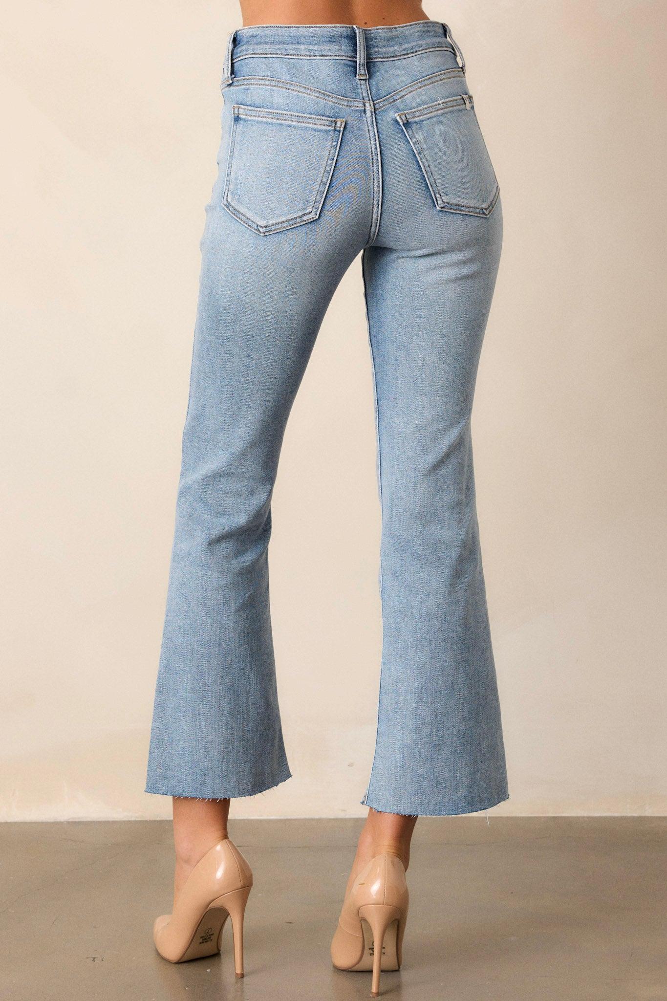 Wave Of Calm Light Wash Cropped Flare Jeans Product Image