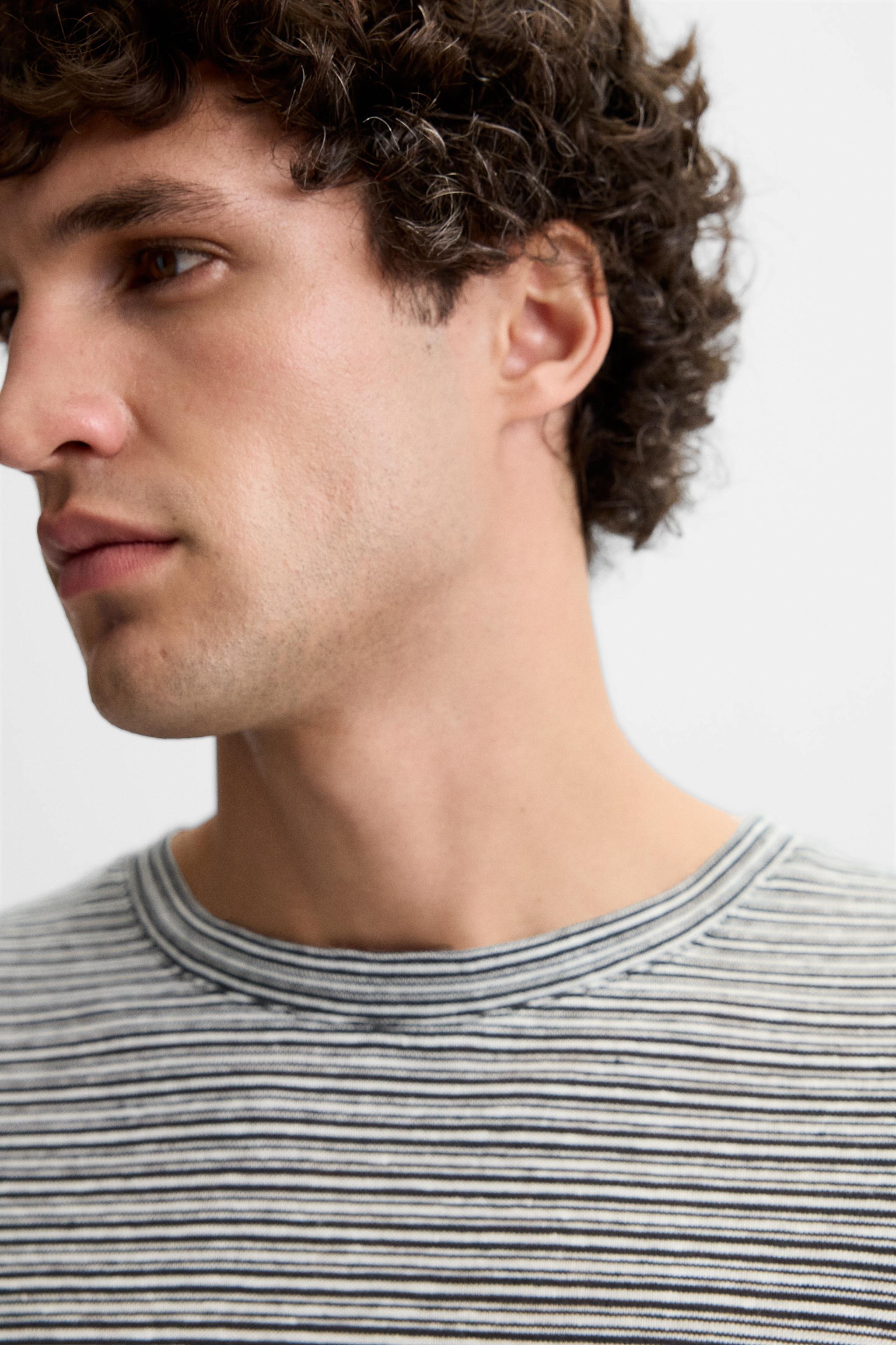 STRIPED HEMP - VISCOSE T-SHIRT Product Image