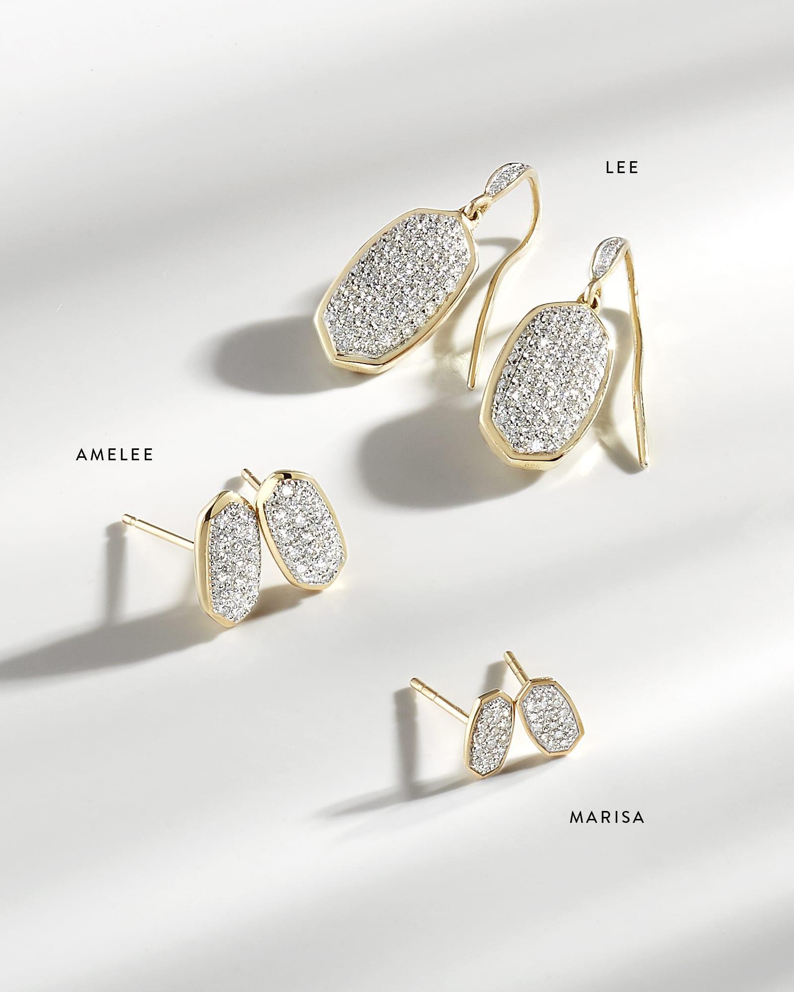 Amelee Earrings in Pave Diamond and 14k Rose Gold Product Image