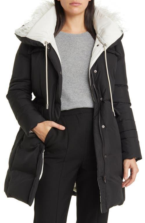 Womens Hayden Hooded Feather-Embellished Coat Product Image
