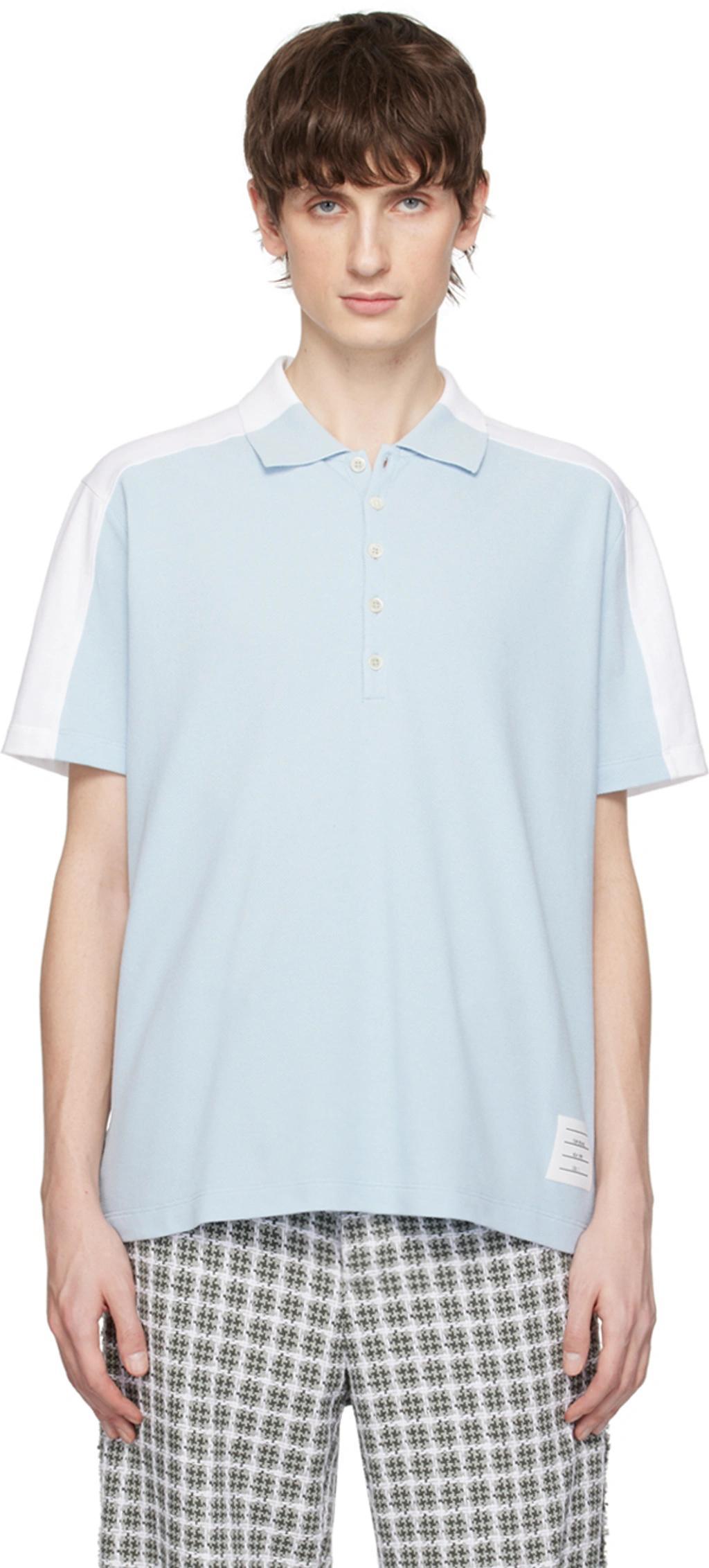 Blue & White Trompe L'œil Polo In 452 Light Blue/white Product Image