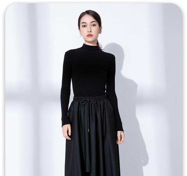 Drawstring Waist Plain Asymmetrical A-Line Skirt Product Image