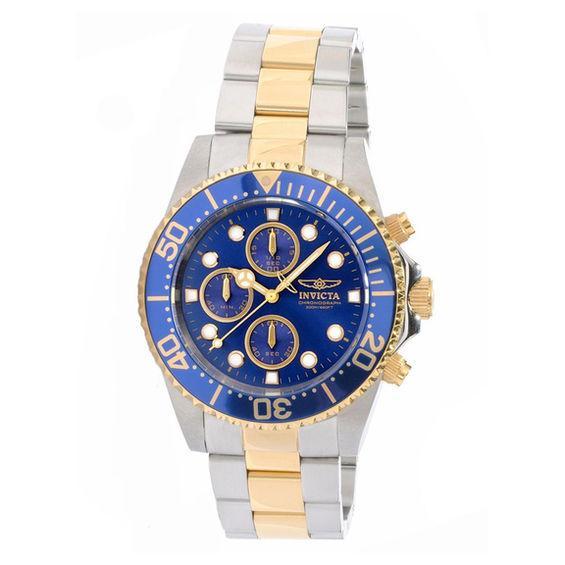 Men's Invicta Pro Diver Chronograph Two-Tone Watch with Blue Dial (Model: 1773) Product Image