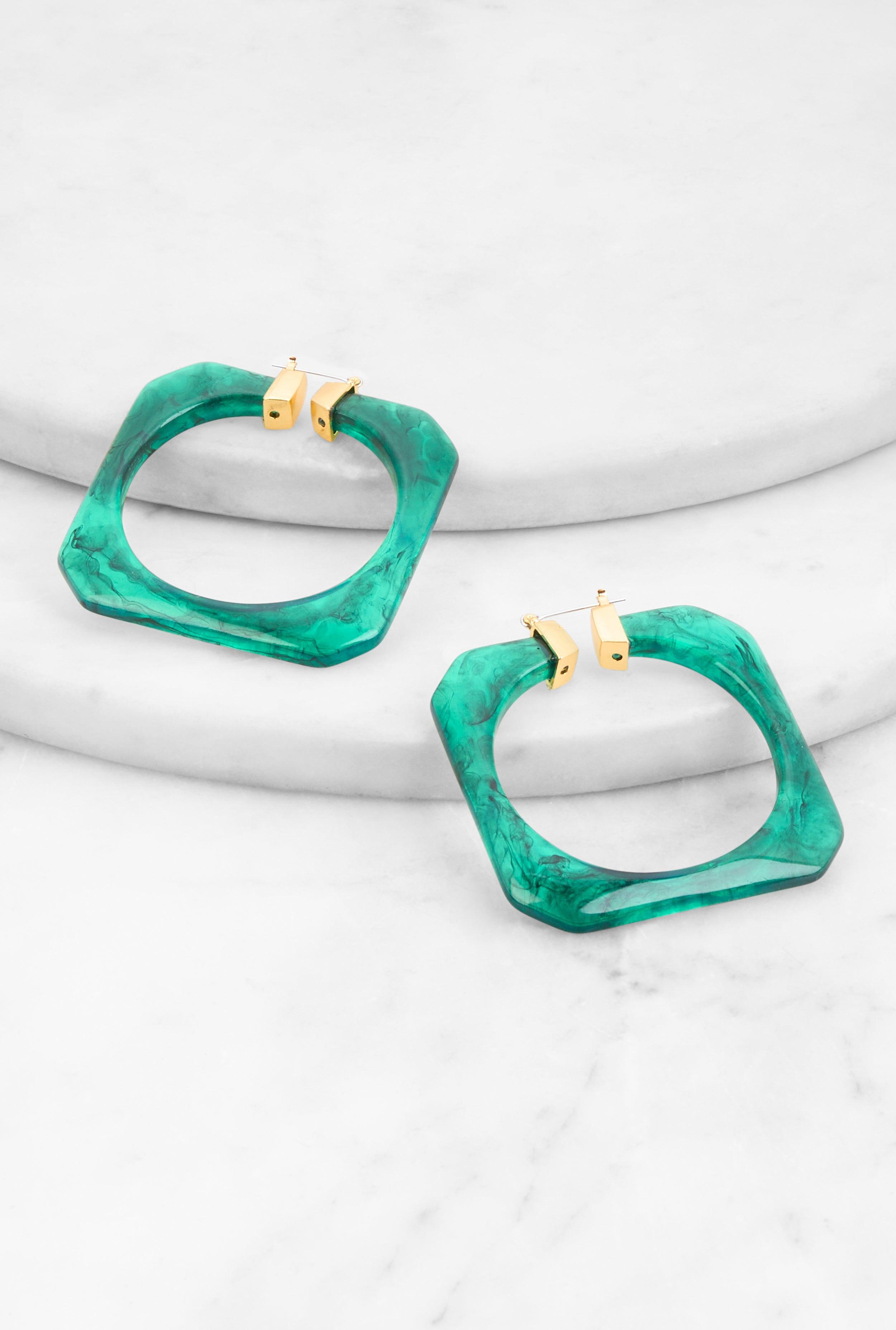 Square Statement Hoop Earrings Female Product Image