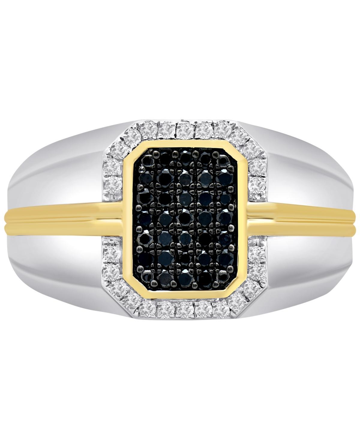 Mens Black Diamond (1/3 ct. t.w.) & White Diamond (1/5 ct. t.w.) Ring in Sterling Silver & 14k Gold-Plate Product Image