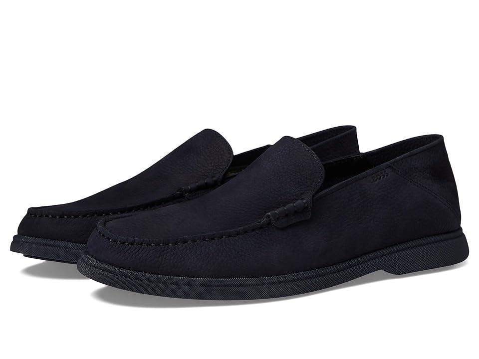 Mens Nubuck Moccasins Loafers With Embossed Logo And Apron Toe Product Image