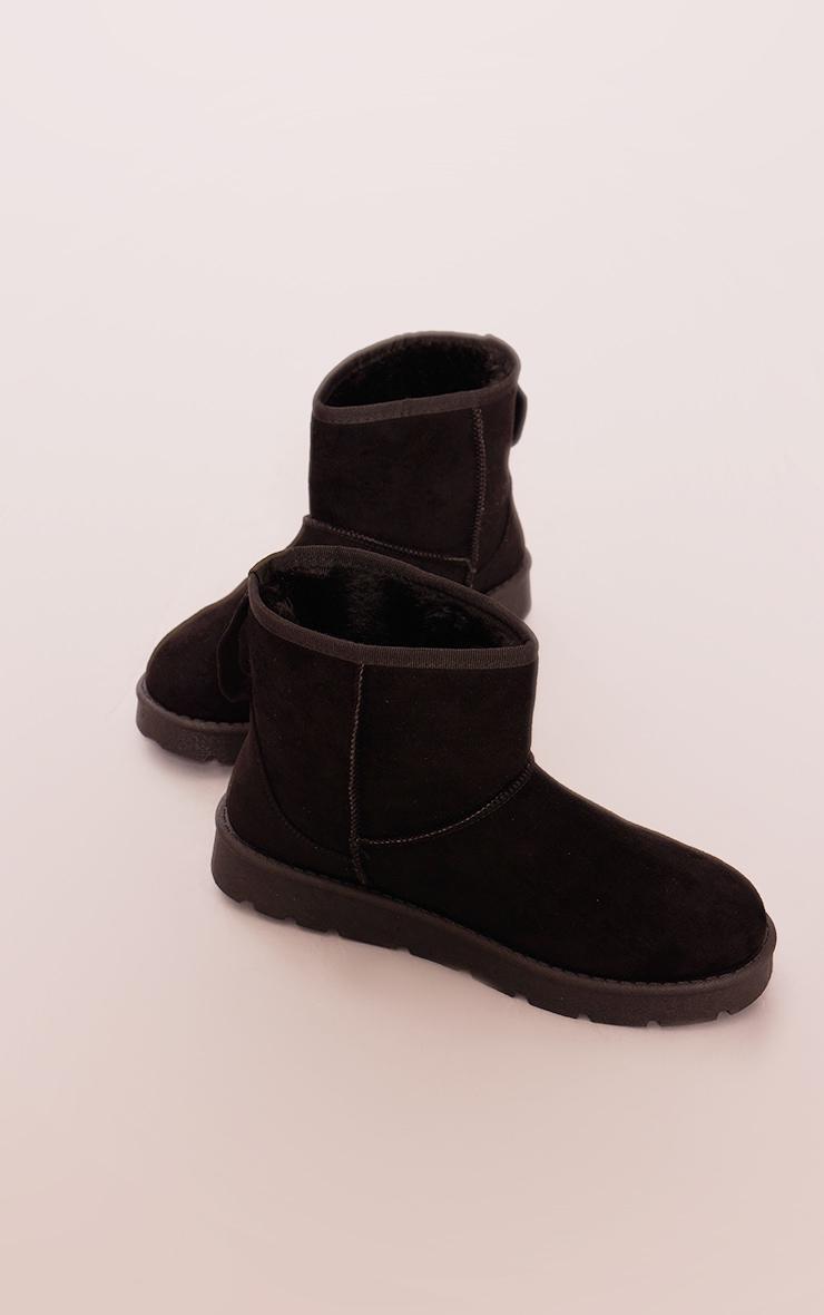 Black Faux Suede Cleated Ankle Boots Product Image