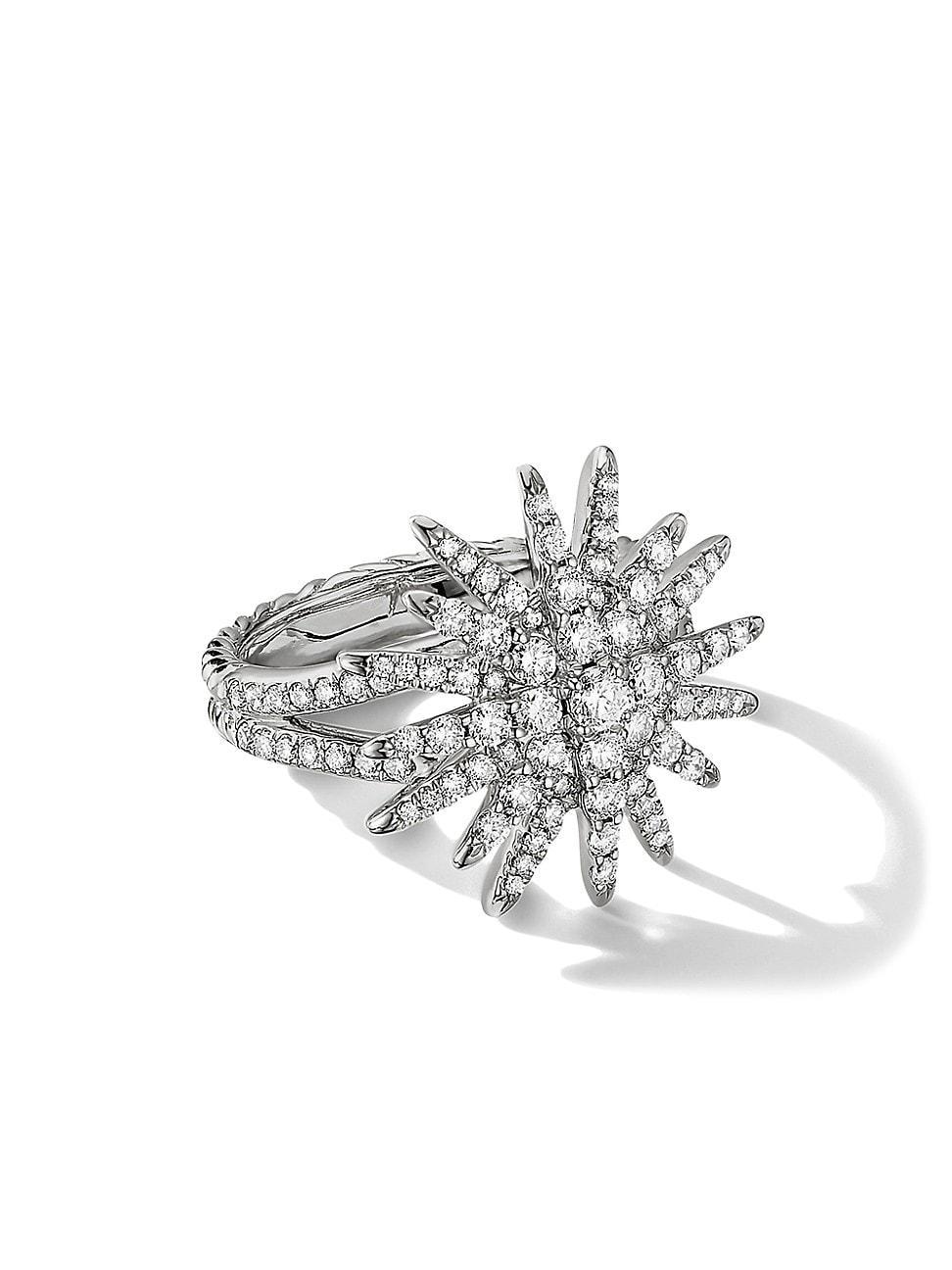 Womens Starburst Ring in 18K White Gold product image