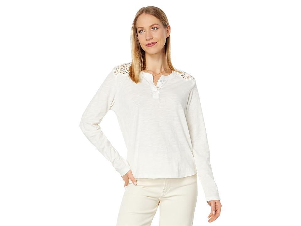 Lucky Brand Long Sleeve Cutwork Henley (Whisper ) Women's Clothing product image