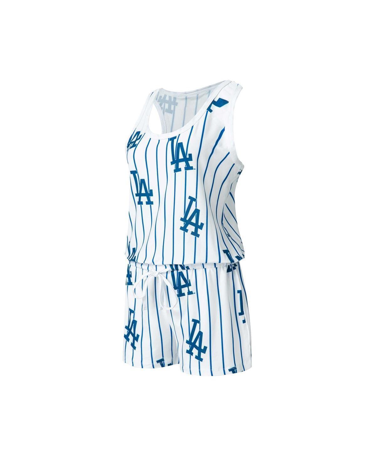 Womens Concepts Sport White Los Angeles Dodgers Reel Pinstripe Knit Romper Product Image