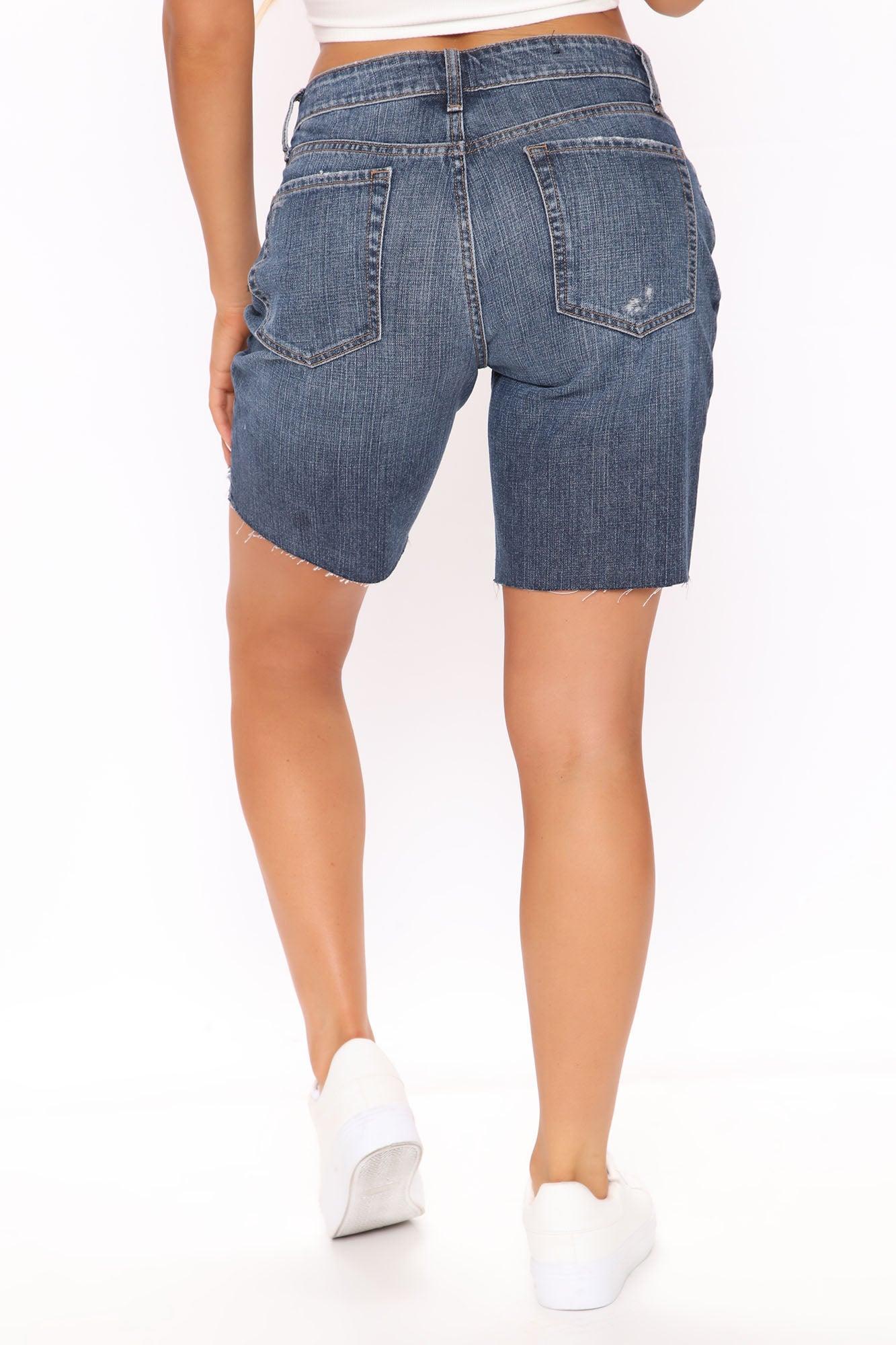 You Could Be Mine 90's Denim Bermudas - Dark Wash Product Image