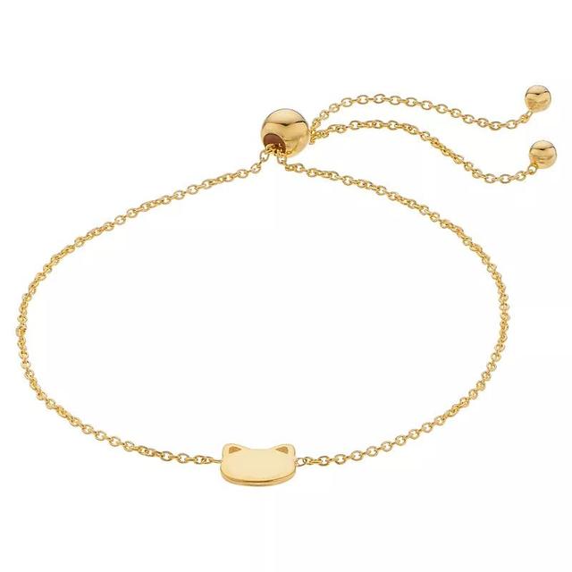 14k Gold Cat Charm Lariat Bracelet, Womens Product Image