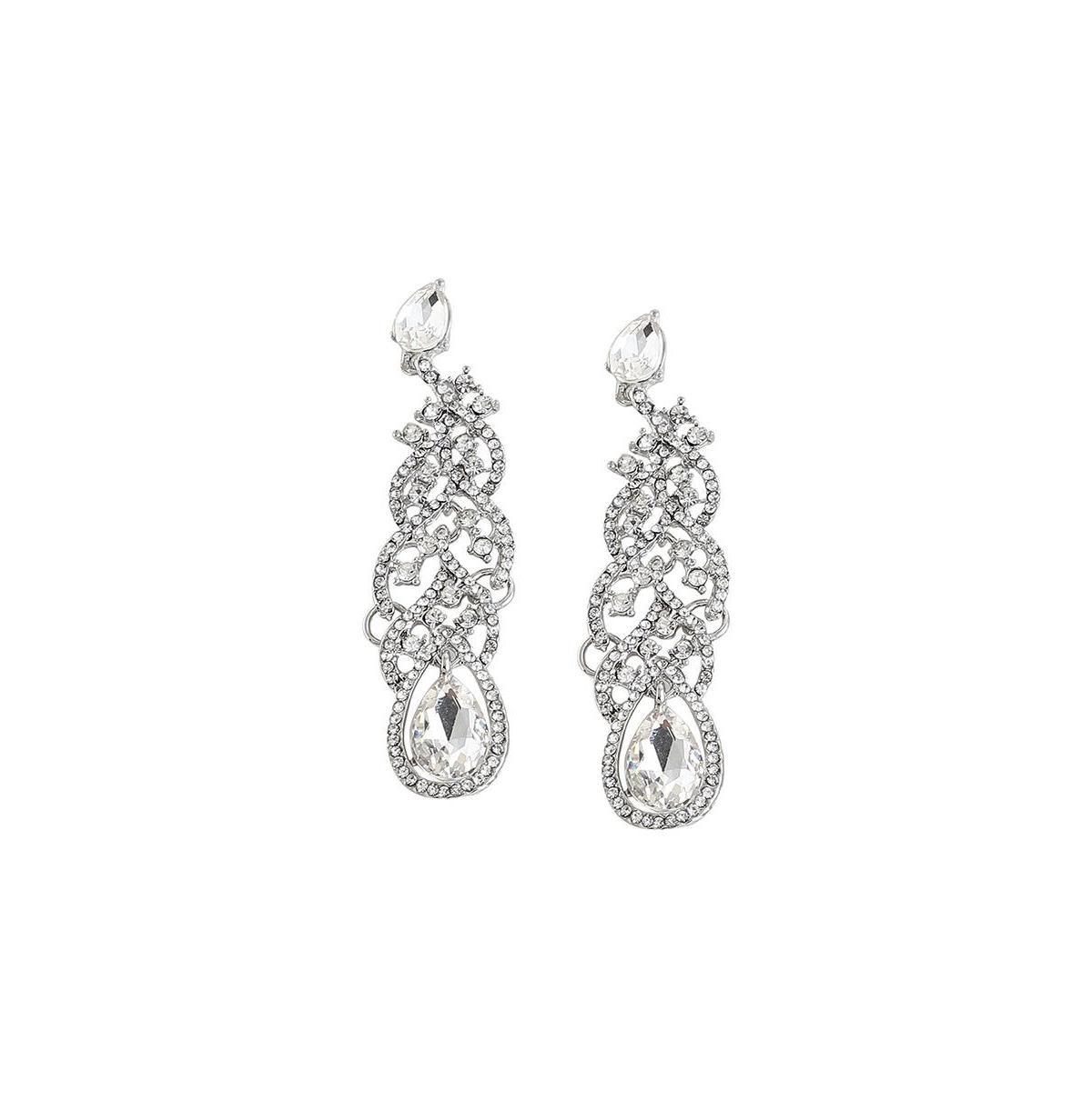 Sohi Womens Silver Dazzling Drop Earrings Product Image