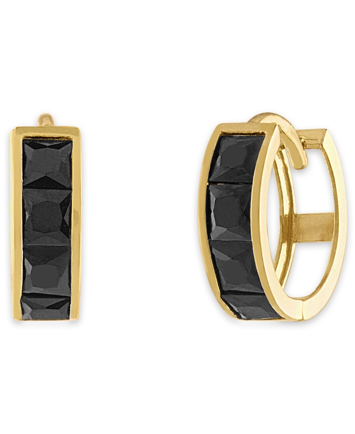 Esquire Mens Jewelry Black Spinel Hoop Earrings in 14k Gold-Plated Sterling Silver, Created for Macys Product Image