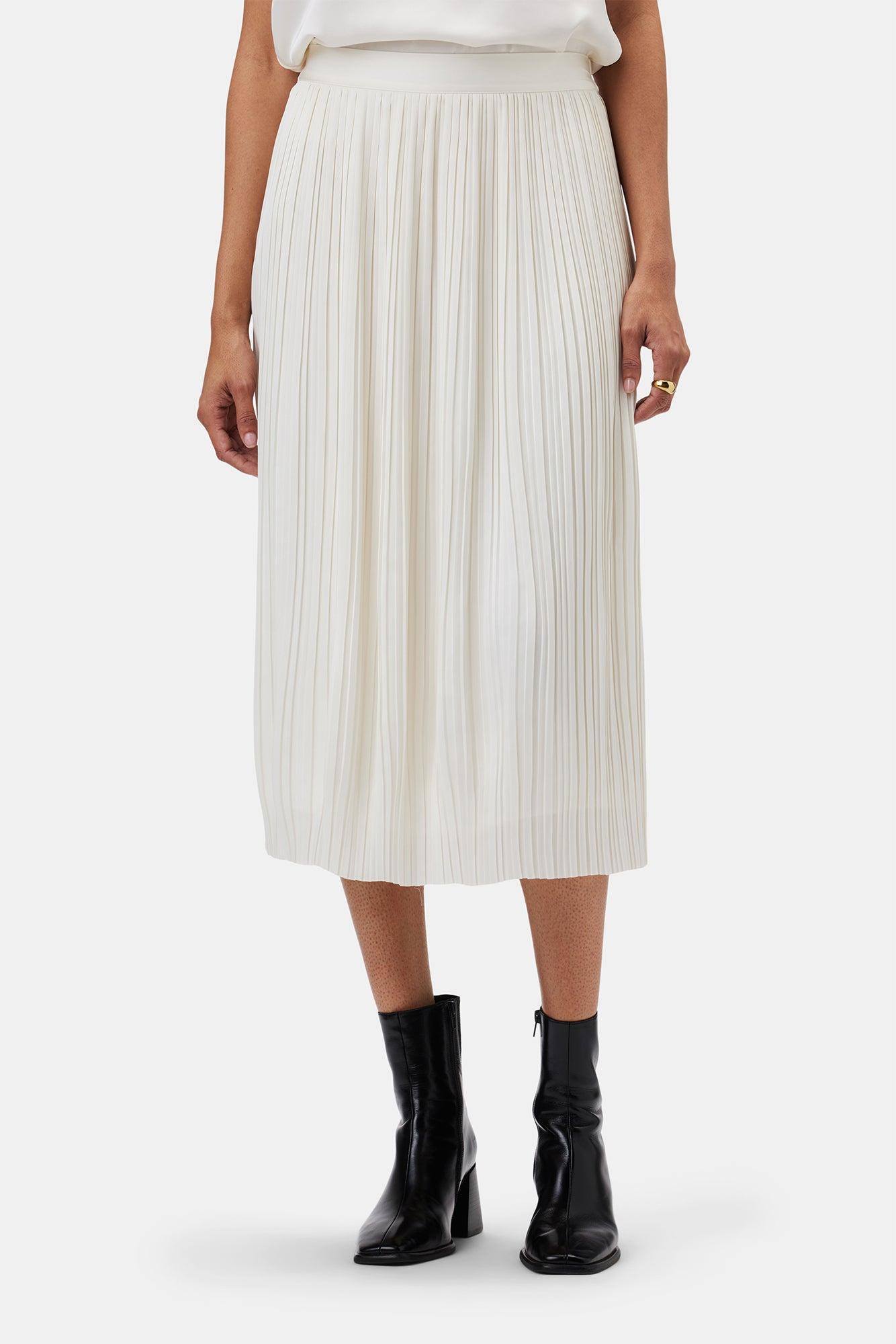 Blaze Pleated Recycled Sateen Skirt - Ivory product image